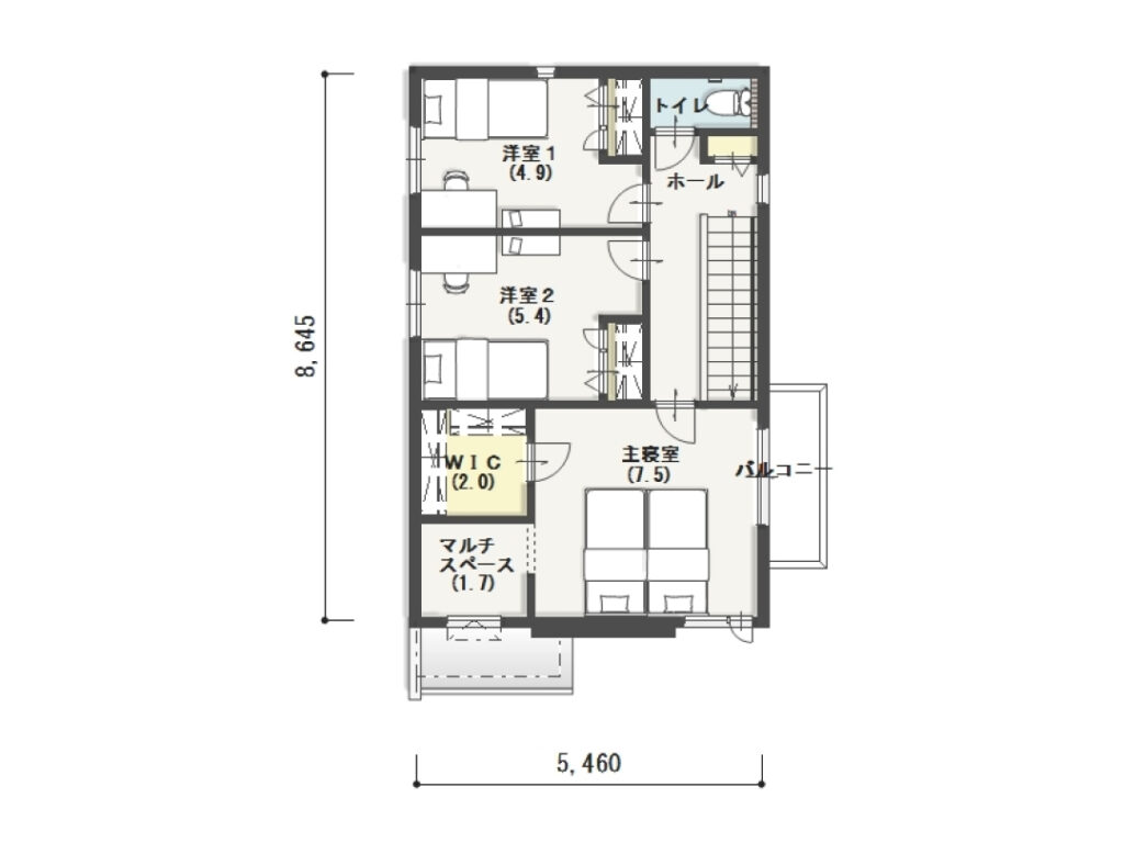 ◦2階建ての参考間取り